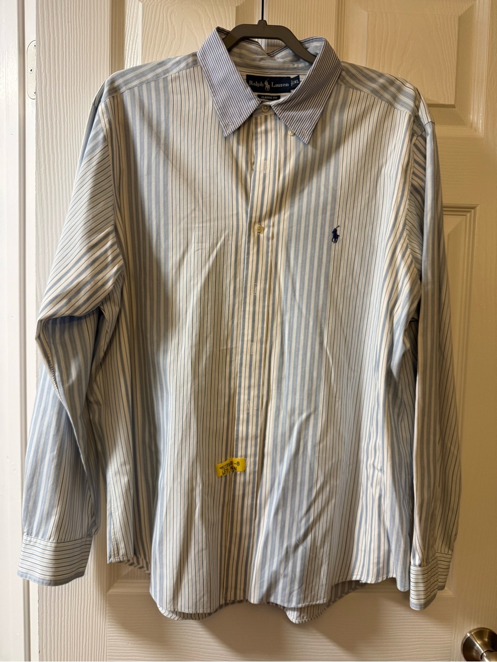 Ralph Lauren classic fit Light Blue & White Striped Button-Up Dress Shirt Sz XL